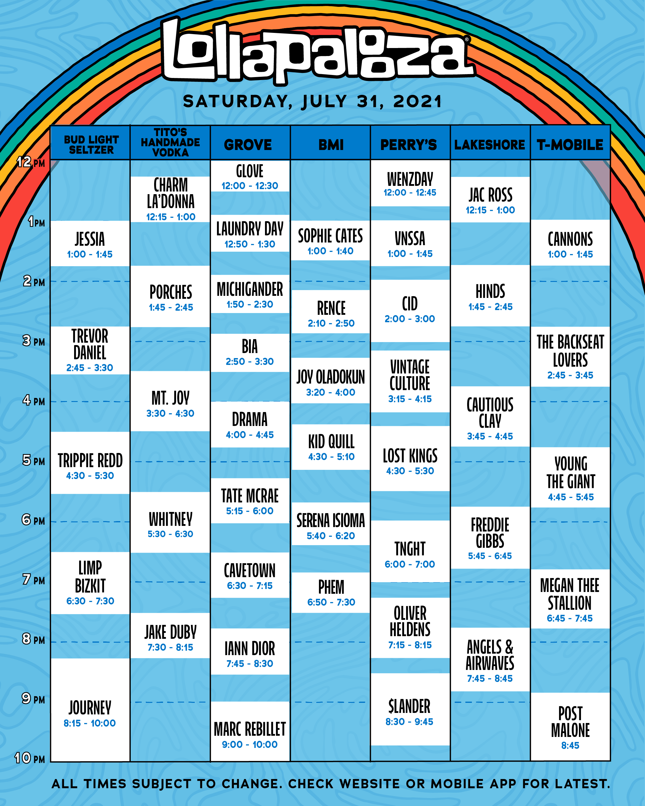 Lollapalooza Full 2021 Schedule Announced! 3
