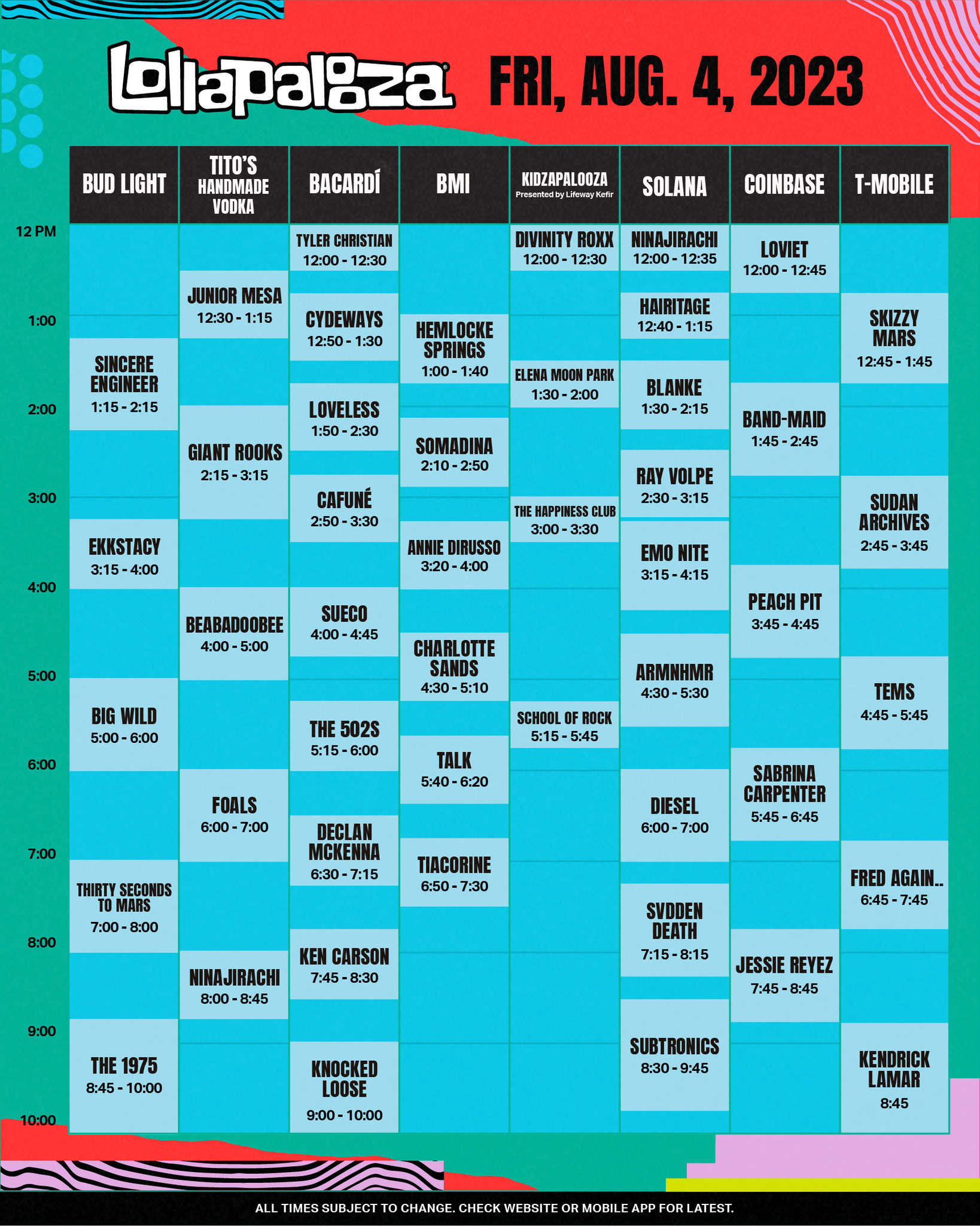2023 Lollapalooza Schedule Announced! 2