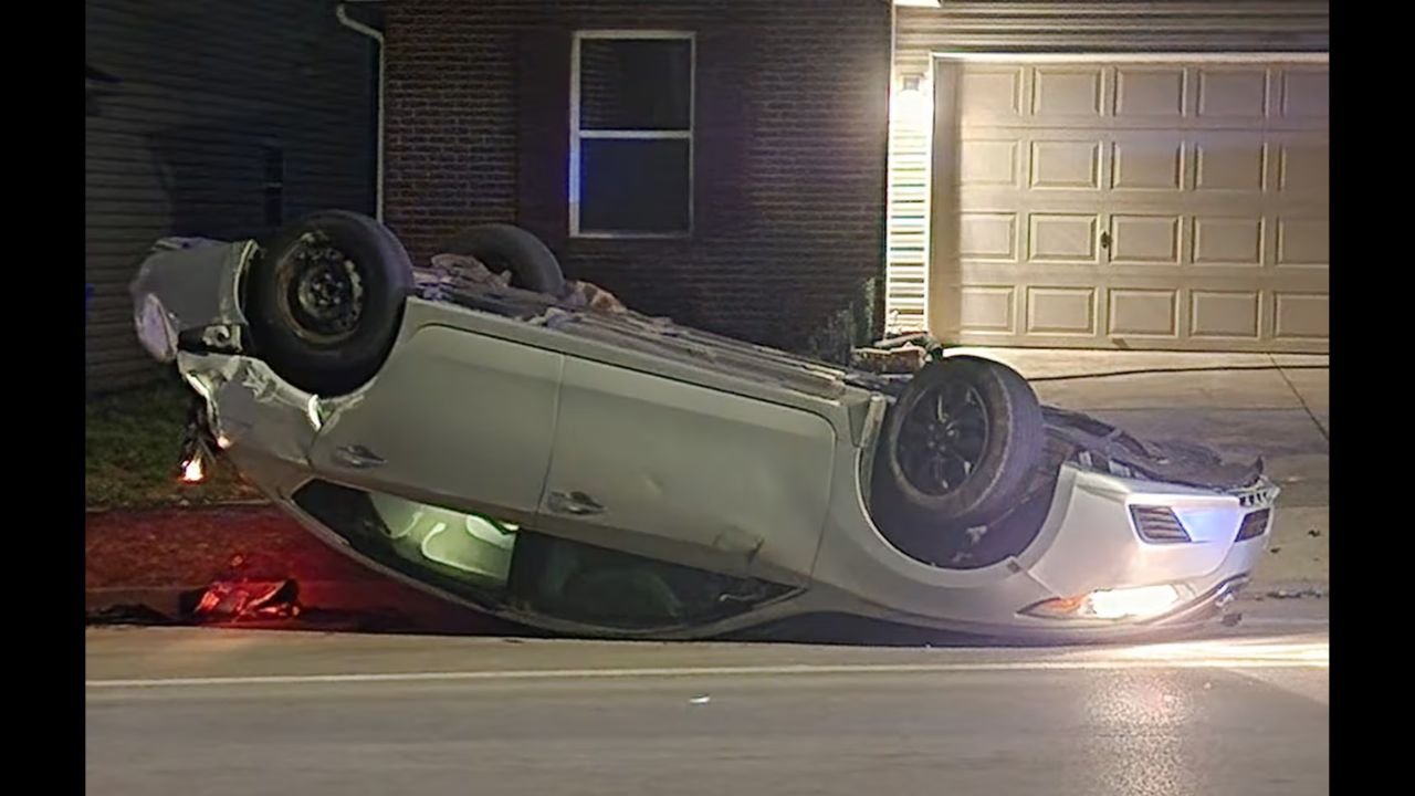 Car Flips After Crash in Lexington Neighborhood, Driver Hospitalized