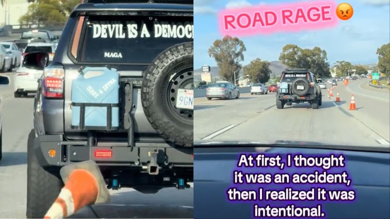 California Driver With ‘Devil Is a Democrat’ Sticker Caught Swerving Through Highway Cones in Viral Video