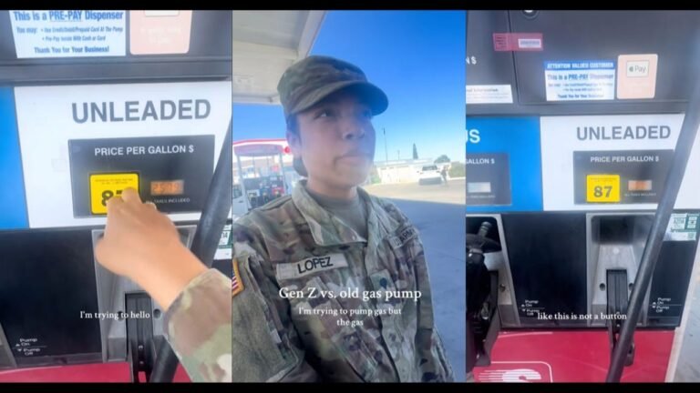 California Gen-Z Soldier Nearly Has Meltdown Trying To Pump Gas at Old Station: ‘And She’s Supposed To Protect Us?’