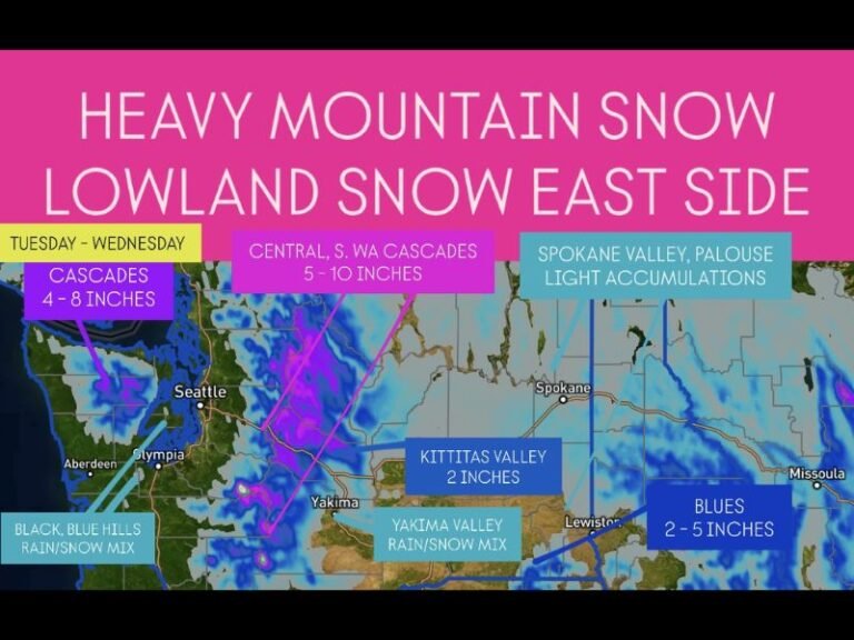 Heavy Mountain Snow and Lowland Mix Expected Across Washington as Major Winter System Moves In