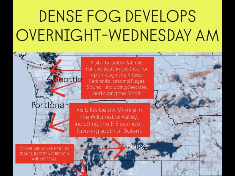 Washington, Oregon, and Idaho Brace for Dangerous Morning Fog with Visibility Near Zero in Some Areas