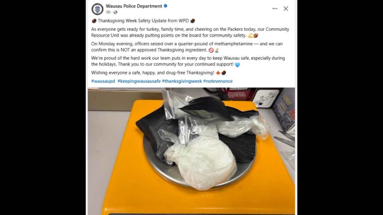 Wausau Police Seize More Than a Quarter-Pound of Meth Ahead of Thanksgiving Safety Efforts