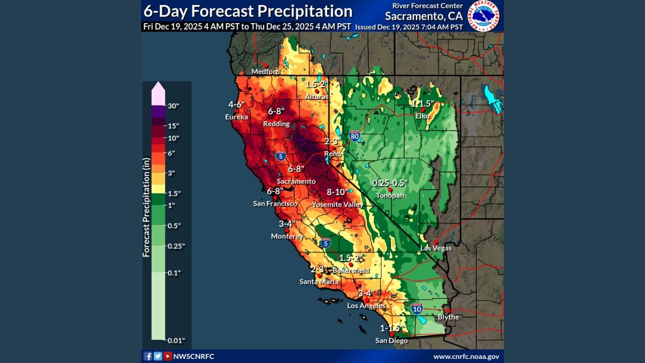 California Braces for Series of Powerful Storms as Heavy Rain, Flooding Risk, and Major Sierra Nevada Snowfall Loom