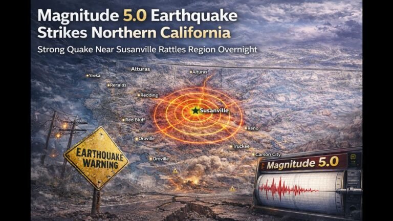 California Earthquake Magnitude 5.0 Quake Hits Near Susanville, Triggers Moderate Shaking Across Northern California and Western Nevada
