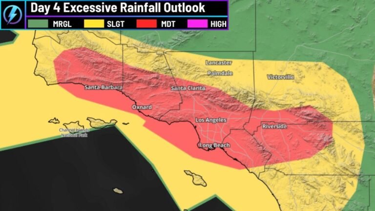 California Faces Major Flood and Mudslide Threat as Christmas Storm Targets Los Angeles With 10–20 Inches of Rain
