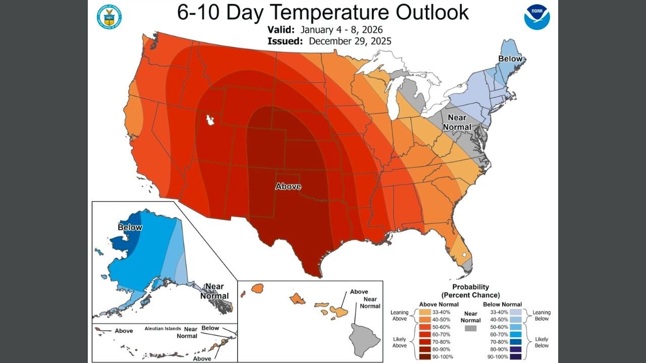 California, Nevada, Arizona, Utah, Colorado, Kansas, Oklahoma, and Illinois Likely to Stay Warmer Than Normal Through Early January as Cold Pattern Remains Delayed
