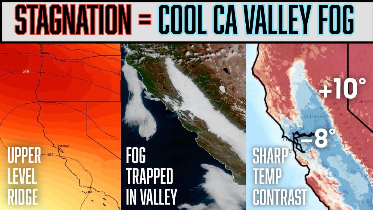 California Temperature Inversion Creates Extreme Fog and Sharp Weather Contrast Across Valley Regions
