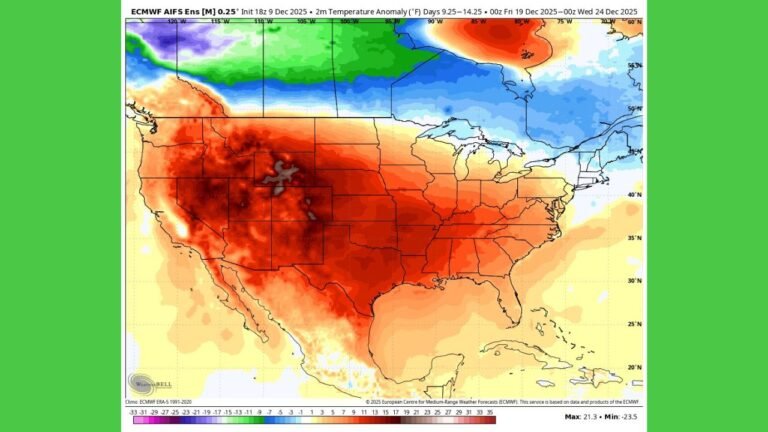 California, Texas, and Much of the Western and Southern U.S. Expected to Warm Significantly After Recent Cold Spell, Bringing Above-Average Temperatures Into Late December