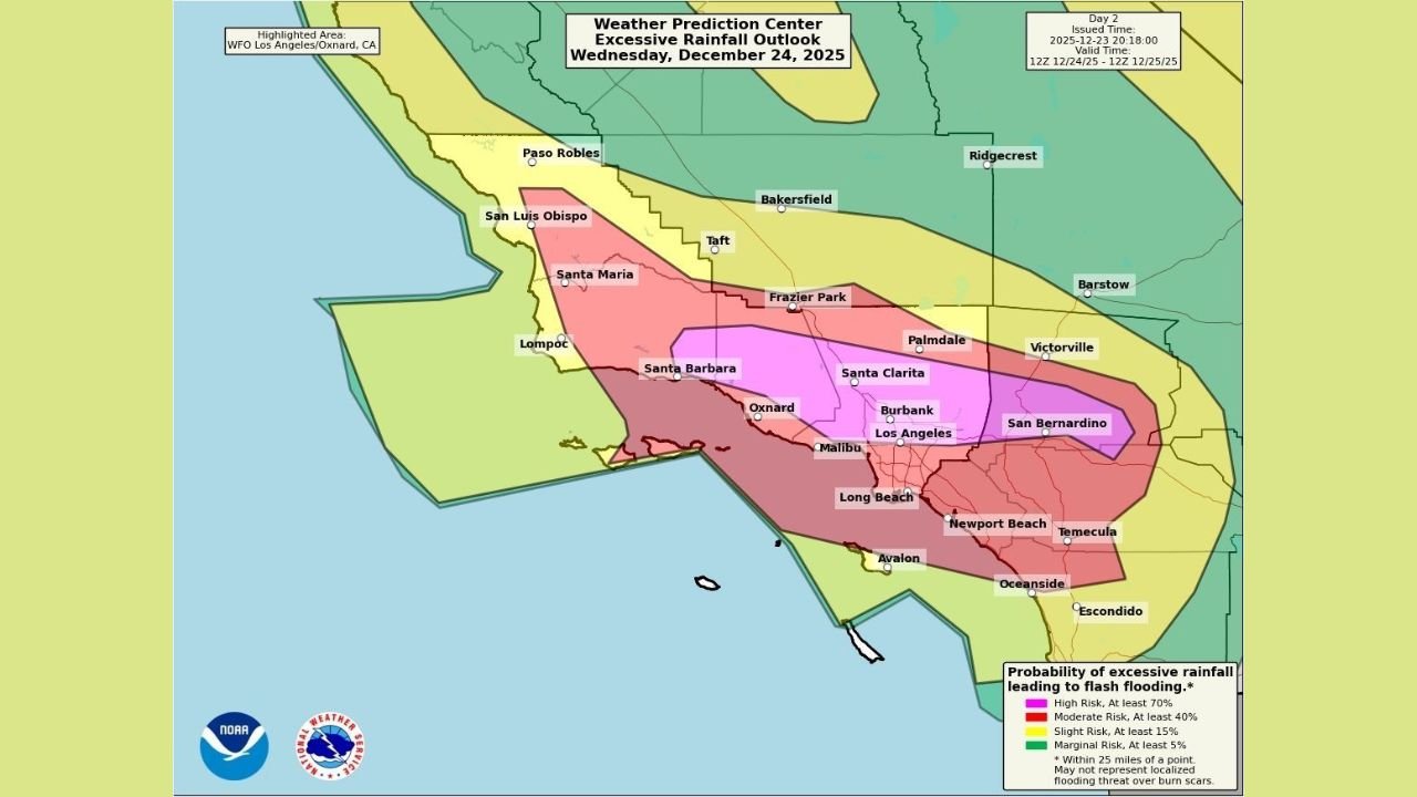 California Under High Risk Flood Alert Today as Dangerous Flash Flooding and Debris Flows Threaten Southern Counties