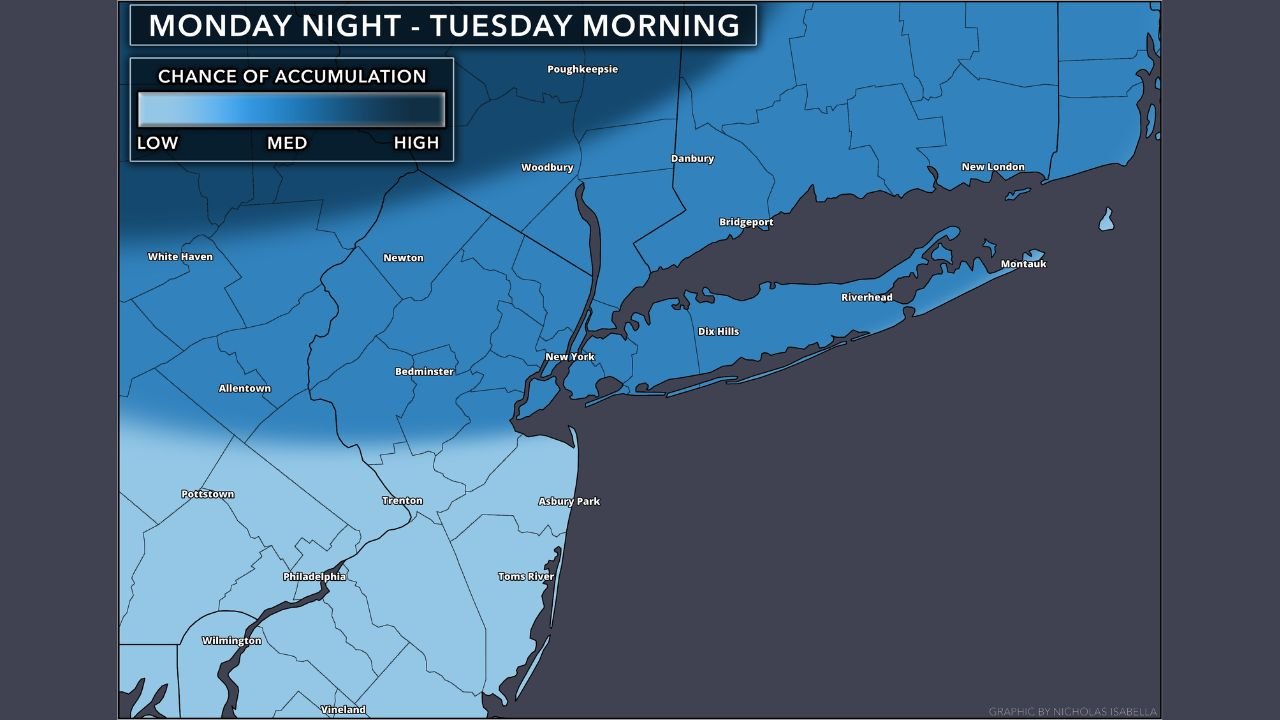Clipper System Brings Brief Snow Chance to New York, Massachusetts, Pennsylvania, New Jersey, and Connecticut on Tuesday