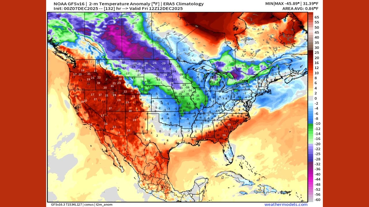 Exceptionally Strong 1053 mb High-Pressure System Poised to Send Brutal Arctic Cold Across the Midwest