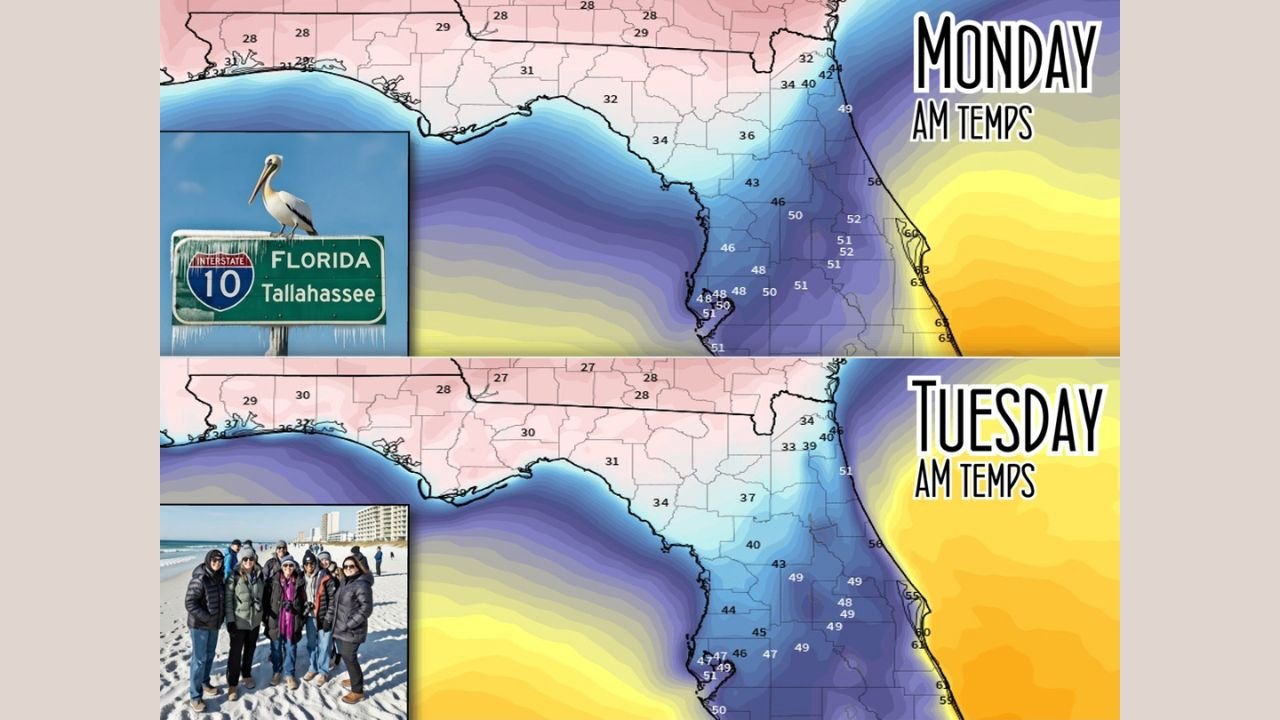 Florida Panhandle and North Florida Expected to Face Significant Early-Week Cold Blast as Temperatures Drop Into the 20s