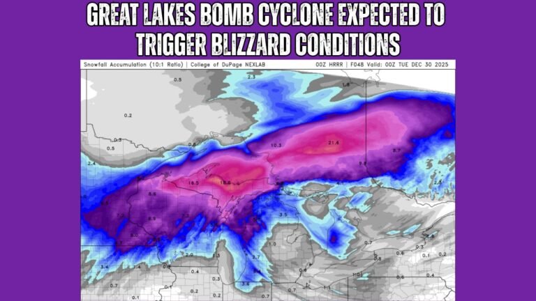 Great Lakes Bomb Cyclone Expected to Trigger Blizzard Conditions in Wisconsin, Michigan, and Ontario With 60 mph Winds and Up to 2 Feet of Snow