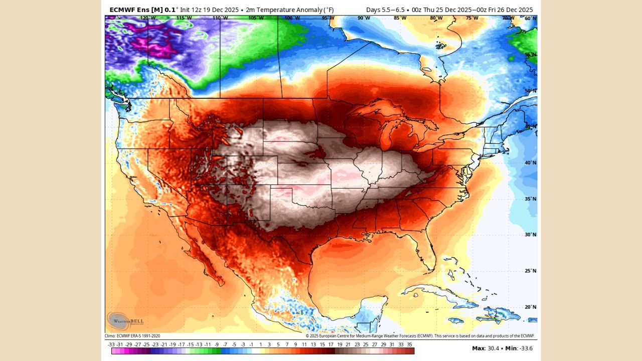 Illinois, Indiana, and Missouri Face Possible Record-Breaking Christmas Warmth as 70s Spread Across the Central U.S.