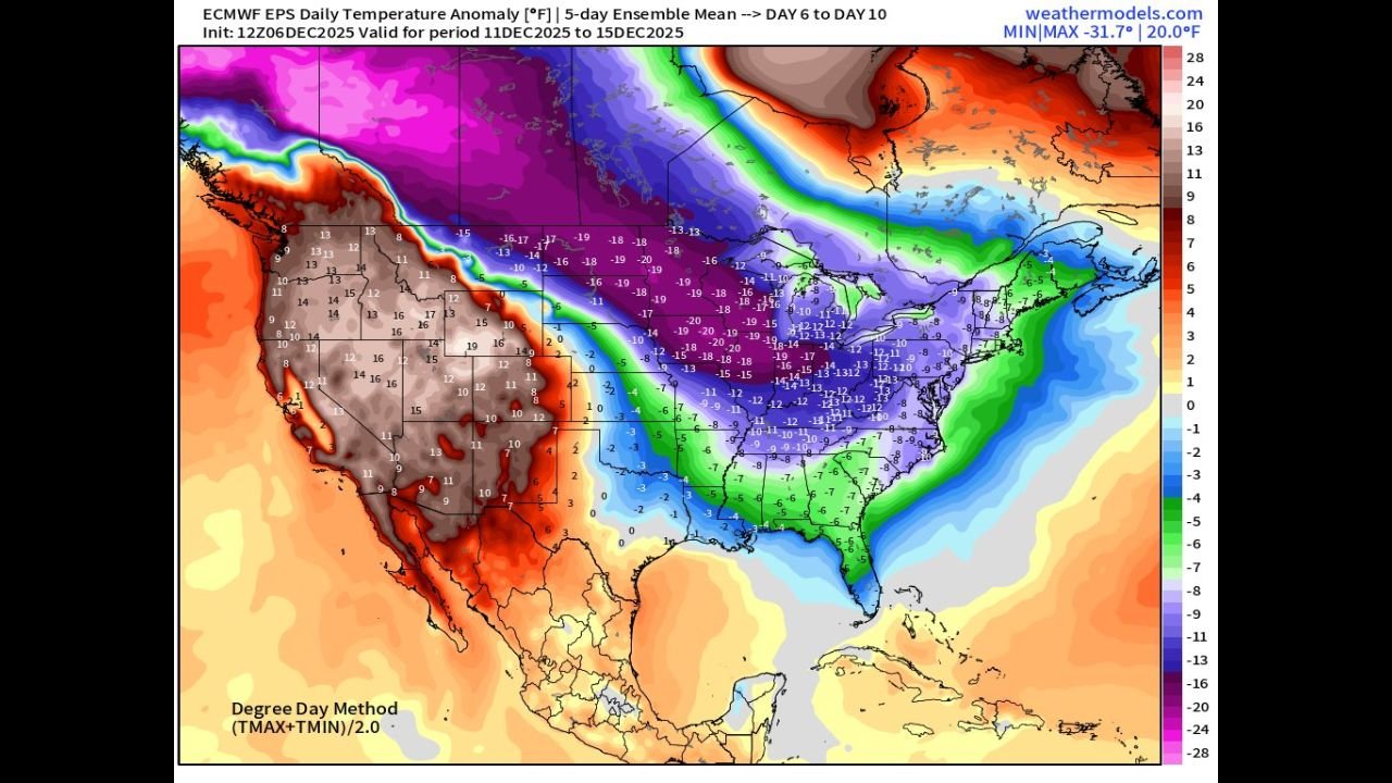 Iowa Braces for Dangerous Arctic Outbreak as New Maps Show Deep Temperature Plunge Across Central U.S. Next Weekend