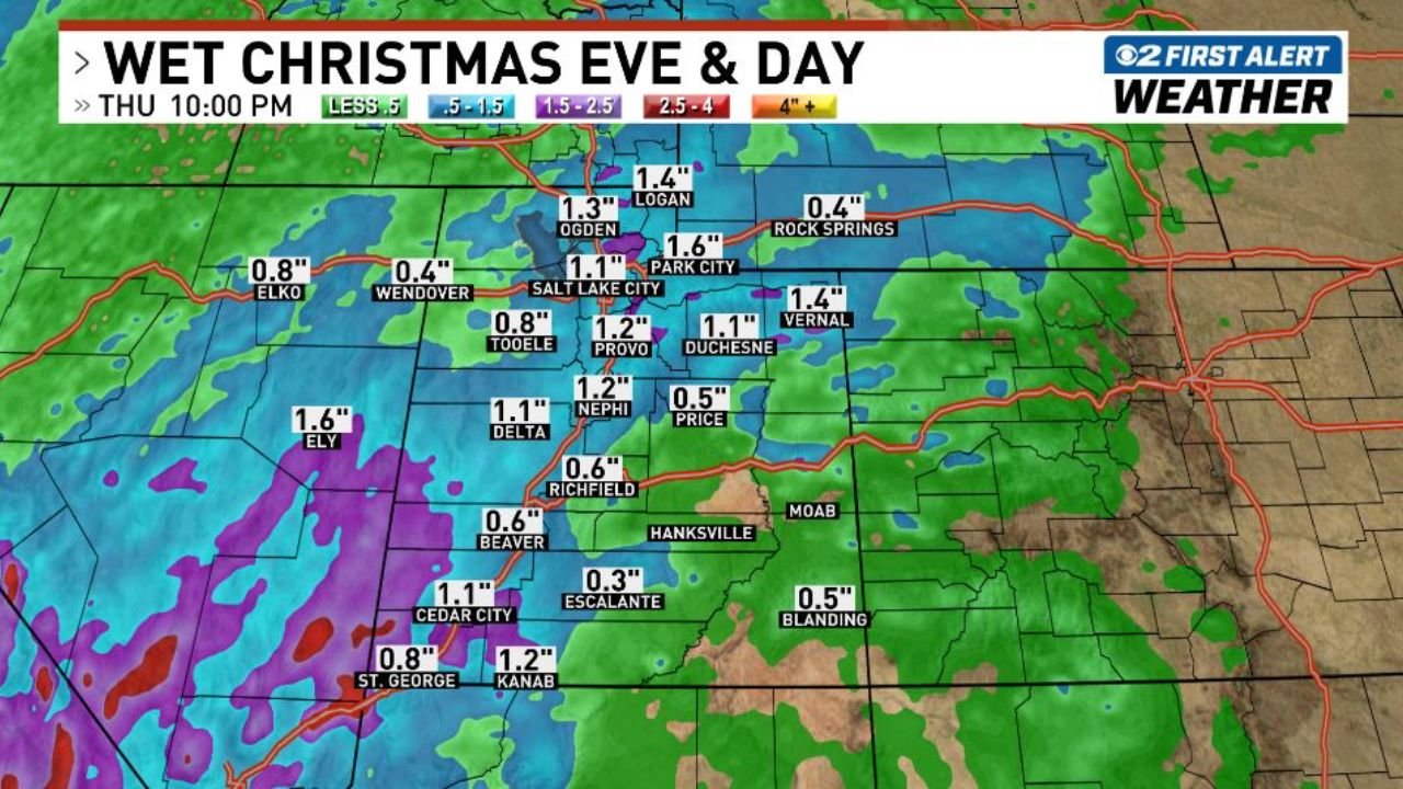 Major Atmospheric River to Bring Widespread Rain and Mountain Snow Across Utah This Christmas