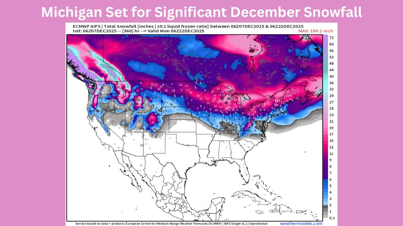 Michigan Set for Significant December Snowfall as Long-Range ECMWF Model Projects Widespread Accumulations Through December 22