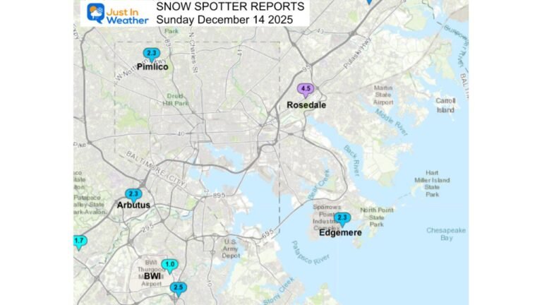 Mid-Atlantic Snowfall Reports Show Sharp Local Variations as Sunday Storm Drops 1–4.5 Inches Across the Region
