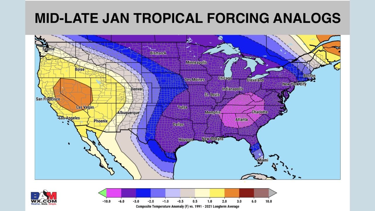 Midwest and Great Lakes Set for Prolonged Mid-to-Late January Arctic Cold as Tropical Forcing Locks in Pattern Shift