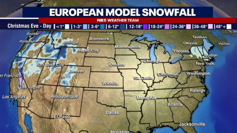 Most of the U.S. Expected To See Little or No Christmas Snow as European Model Highlights Snowfall Mainly in the Mountain West and Far Northeast