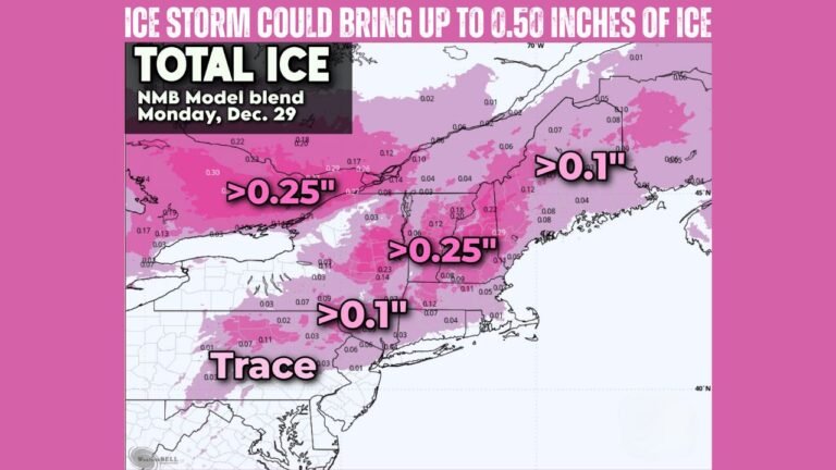 New England Ice Storm Could Bring Up to 0.50 Inches of Ice to New York, Vermont, New Hampshire, and Maine on December 29