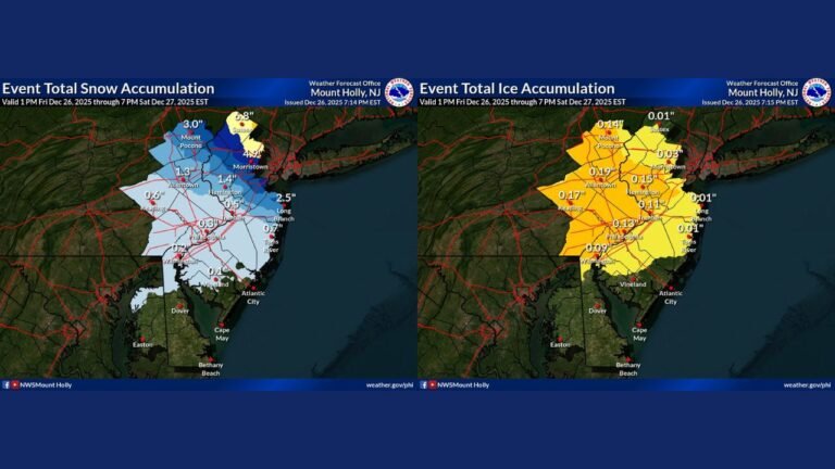 New Jersey, Pennsylvania, and Delaware Under Winter Weather System Bringing Light Snow, Sleet, and Glaze Ice With Travel Impacts Through Saturday Night