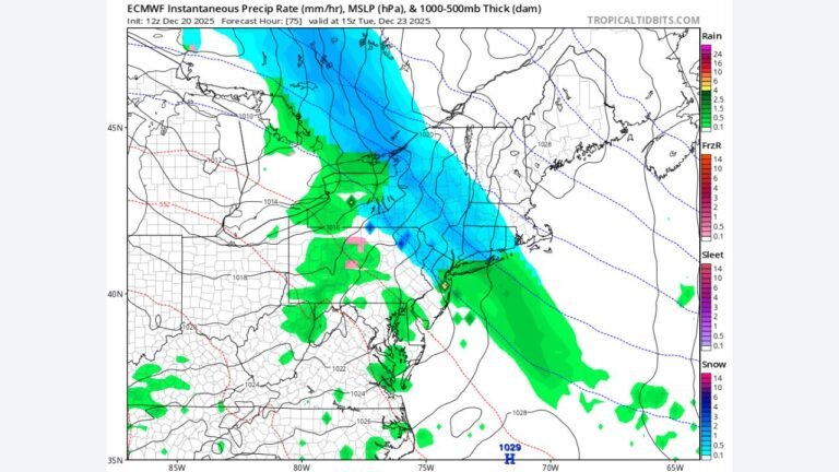 New York, Massachusetts, and Pennsylvania Face Quick-Hitting Clipper Bringing Snow Tuesday With White Christmas Potential