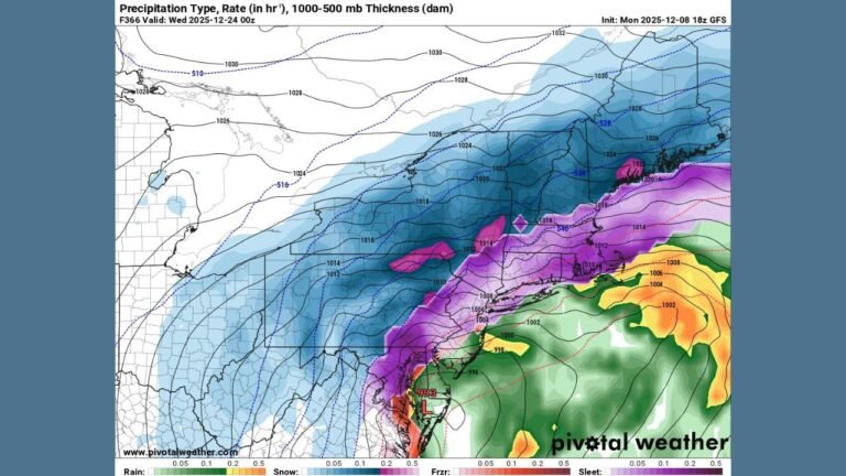New York, New Jersey, Pennsylvania, and New England Could Face a Powerful Christmas Eve Coastal Snowstorm According to Early GFS Model Projections