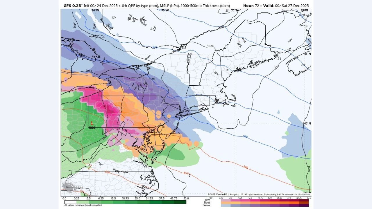 Northeast Winter Storm Targets Pennsylvania, Maryland, New Jersey, and New York With Snow, Sleet, and Dangerous Ice After Christmas