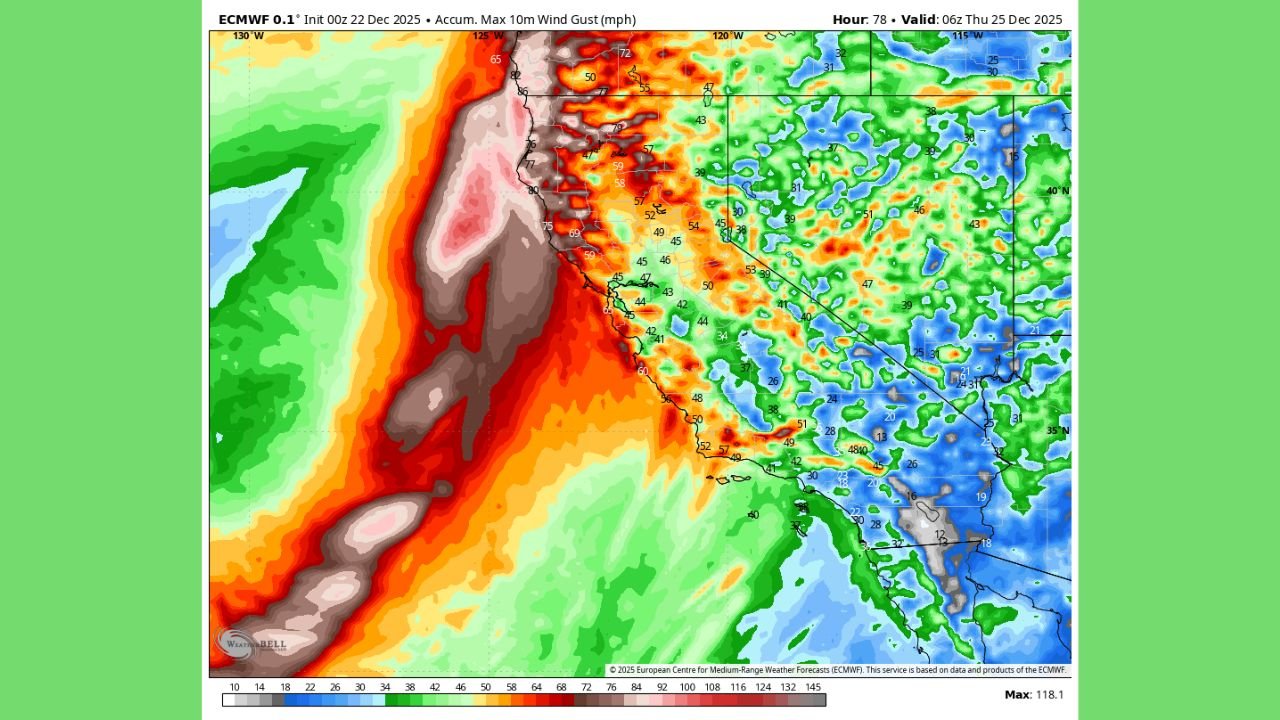 Oregon, California, and Washington Face Potentially Dangerous Christmas Eve Wind Storm as Models Trend Stronger