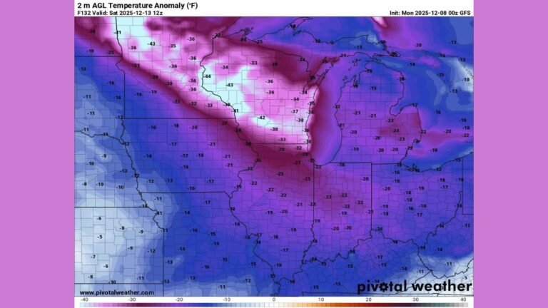 Record-Breaking Arctic Blast Forecast to Drive Temperatures 40–50 Degrees Below Normal Across Wisconsin and Minnesota This Weekend