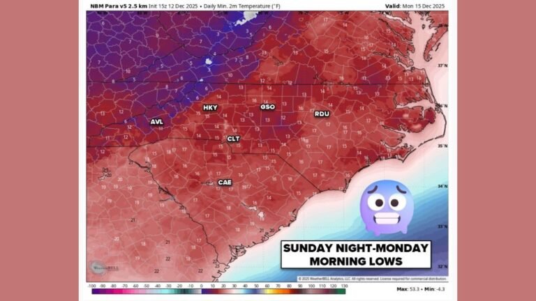 Record-Challenging Cold Expected in North Carolina as Charlotte Braces for Lowest Temperatures of 2025