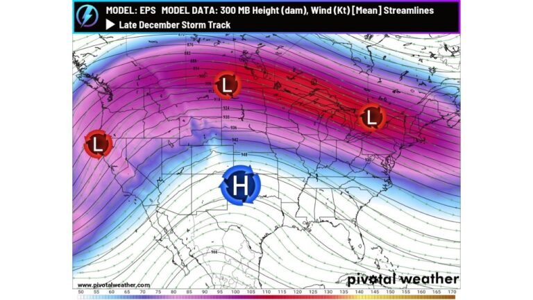 Storm Track Shift Expected Late December as High Pressure Dominates the Central U.S. and Re-Routes Pacific Systems Across the North