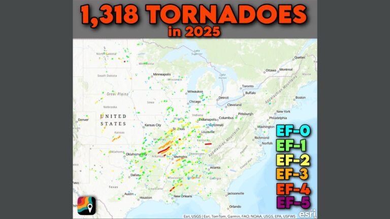 United States Records 1,318 Tornadoes in 2025 as Mississippi Valley Emerges as Epicenter of the Most Violent Storms
