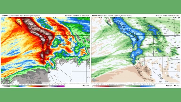 Washington, Oregon, and Northern California Forecast to Be the Wettest Regions on Earth This Week as Atmospheric River Slams the Pacific Northwest