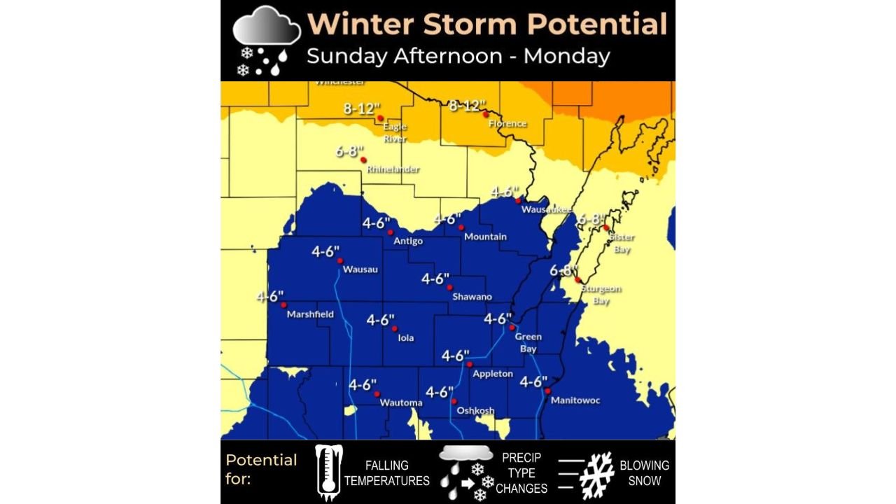 Wisconsin Winter Storm Warning Issued as Heavy Snow, Strong Winds, and Dangerous Travel Expected Sunday Night Into Monday