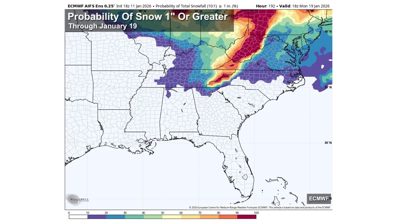 Alabama Forecast Shows No Major Snowstorm Next Week as Cold Air, Not Snow, Becomes the Main Story