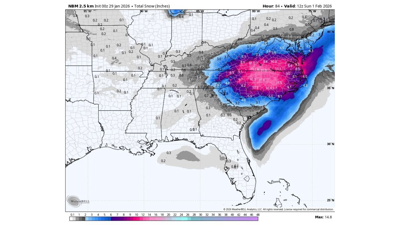 Alabama, North Carolina, South Carolina and Virginia Track Arctic Front as Atlantic Storm Raises Weekend Snow Ris