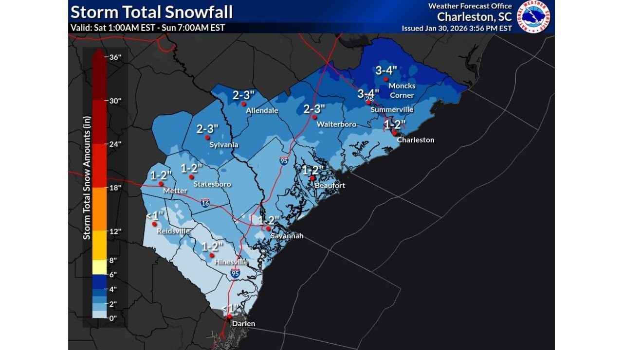 Alabama, South Carolina, and Georgia Face Rare Southern Snow as Arctic Cold and Offshore Low Collide