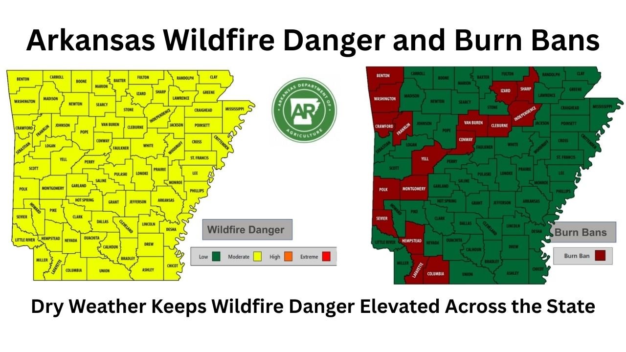 Arkansas Burn Bans Expand as Dry Weather Keeps Wildfire Danger Elevated Across the State