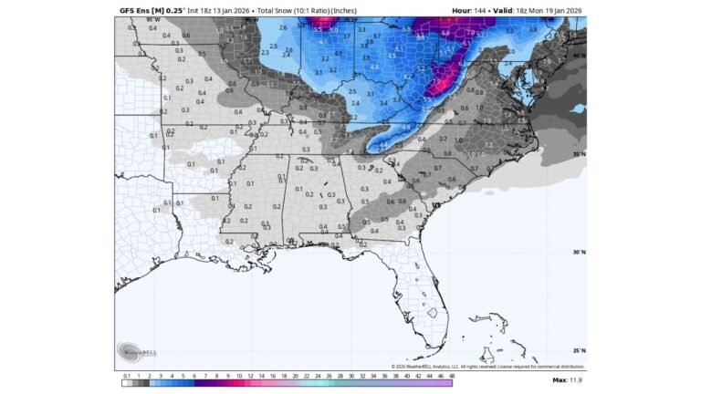 Florida, Georgia, South Carolina, North Carolina, and Virginia Face Sunday Storm Signal With Coastal Rain and Inland Snow Risk