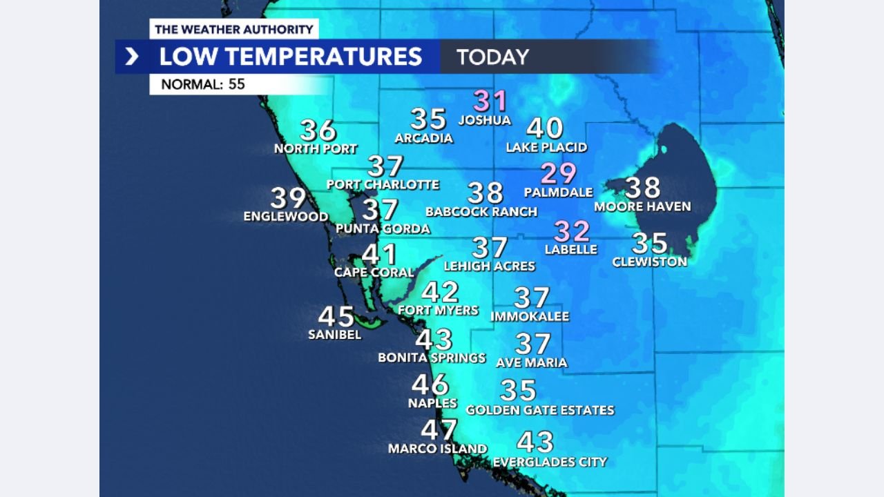 Florida Sees Another Inland Freeze as Temperatures Drop Into the Upper 20s Across Southwest Areas