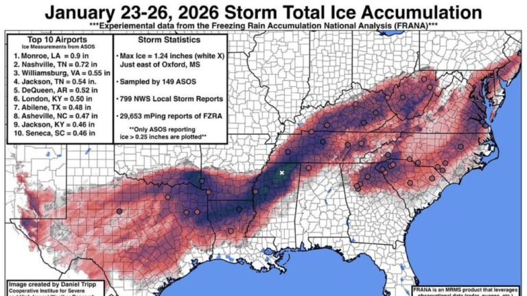 Georgia Ice Storm Verified: NWS Atlanta Forecast Matches Actual Ice Totals Across North and Central Georgia
