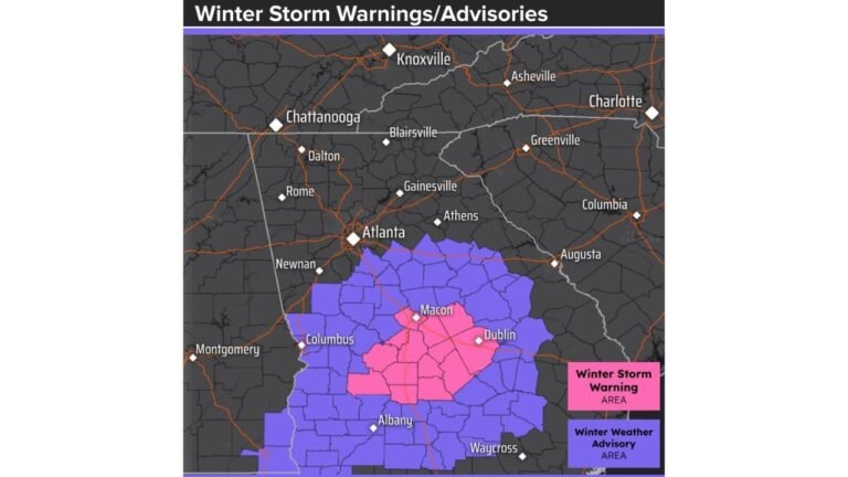 Georgia and North Carolina Face Sunday Snow Threat as Winter Storm Warnings Expand Across the Southeast