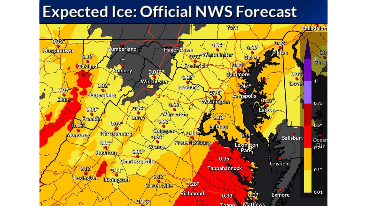 Hazardous Sleet and Freezing Rain Slam Washington D.C., Maryland, and Virginia as Roads Become Impassable Across the Mid-Atlantic