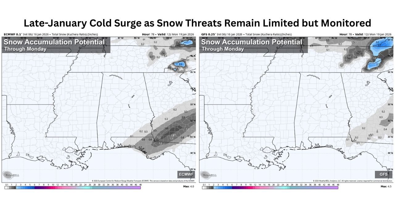 Illinois, Indiana, Ohio, Georgia, and the Southeast Face Late-January Cold Surge as Snow Threats Remain Limited but Monitored