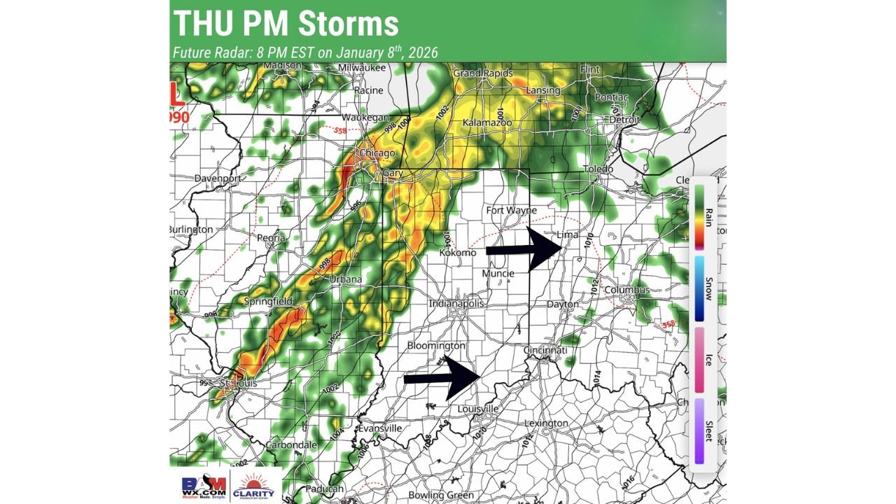 Illinois, Indiana, Ohio, and Kentucky See Strong Evening Thunderstorms as Cold Front Brings 40–60 MPH Wind Gusts