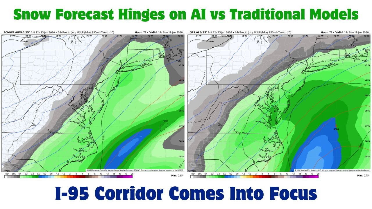 Maryland, Virginia, and Pennsylvania Snow Forecast Hinges on AI vs Traditional Models as I-95 Corridor Comes Into Focus